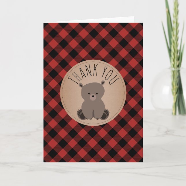 Buffalo Play Bear Unge Baby Shower Tack Kort (Framsida)