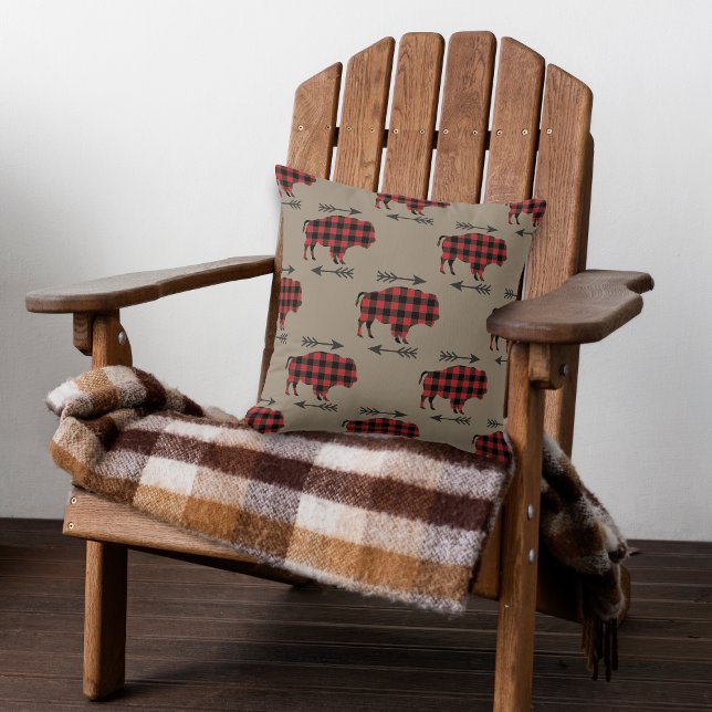 Buffalo Play Bison på Tan Reversible Kudde (Skapare uppladdad)