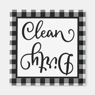 Buffalo Play Black White Clean Dirty Dishwasher Magnet