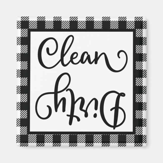 Buffalo Play Black White Clean Dirty Dishwasher Magnet (Framsidan)