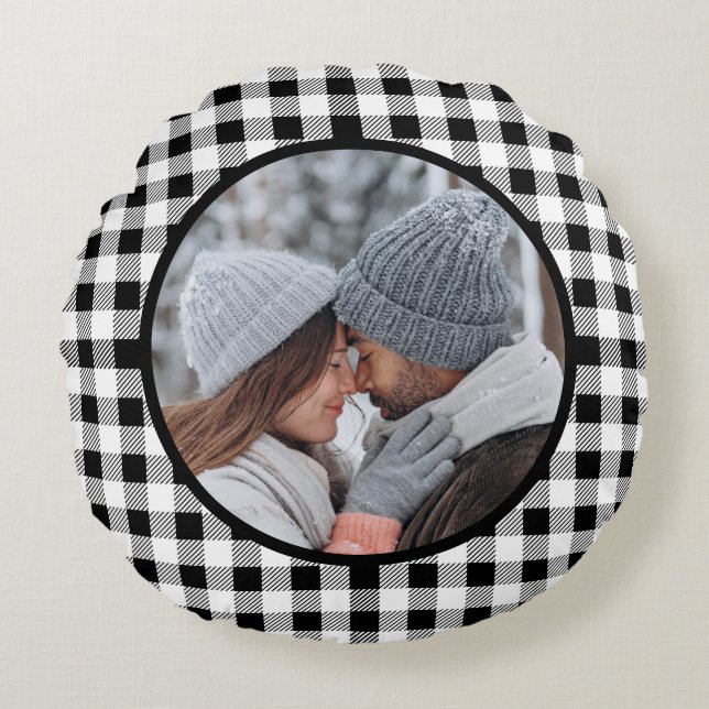 Buffalo Play Black White Fall Rund Kudde (Framsidan)