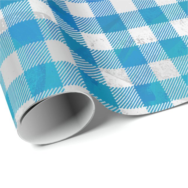 Buffalo Play Blue och White Presentpapper (Rullad Hörn)