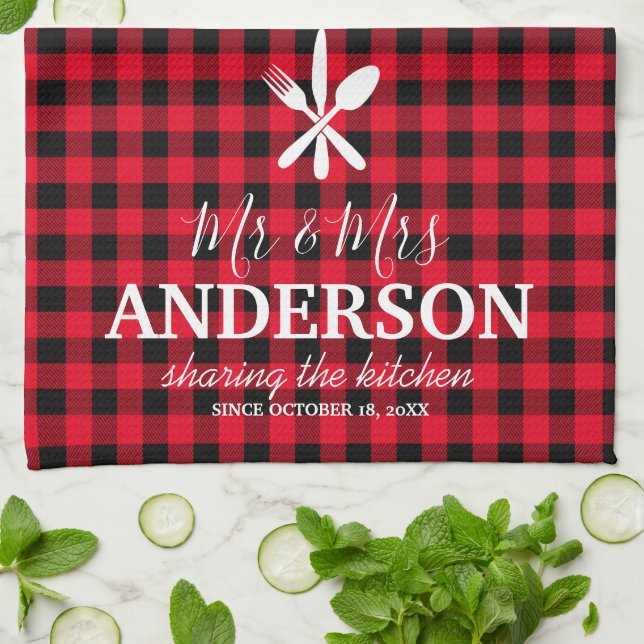 Buffalo Play Bröllop par Namn Kökshandduk (Vikta)