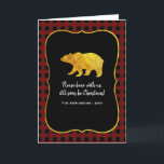 Buffalo Play Chalkboard julfotfoto Helgkort<br><div class="desc">Rustic christmas-hälsningskort med en buffelplatta med foto från mönster och guld och löv anpassade med ett eget foto.</div>