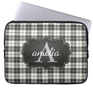 Buffalo Play Chic Monogram Namn Black Ivory Laptop Fodral