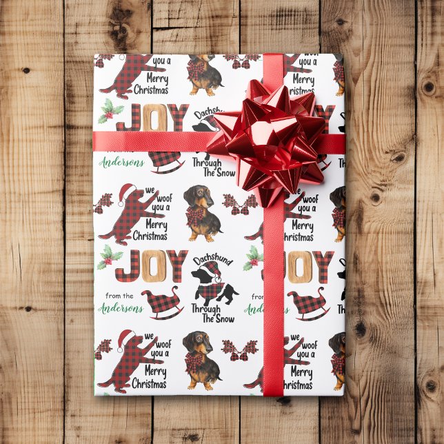 Buffalo Play Dachshund Hund jul Joy Presentpapper (Skapare uppladdad)