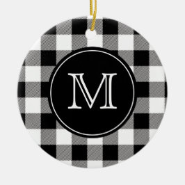 Buffalo Play Farmhouse Black and White Monogram Julgransprydnad Keramik