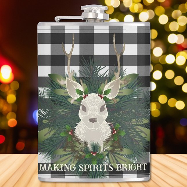 Buffalo Play Festive Reindeer jul Fickplunta (Buffalo Plaid Festive Reindeer Christmas Flask)