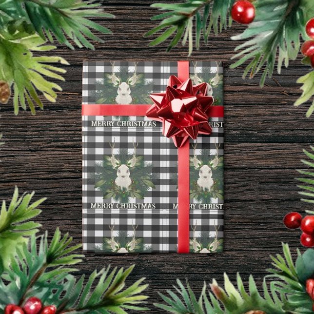 Buffalo Play Festive Reindeer jul Presentpapper (Buffalo Plaid Festive Reindeer Christmas Wrapping Paper)