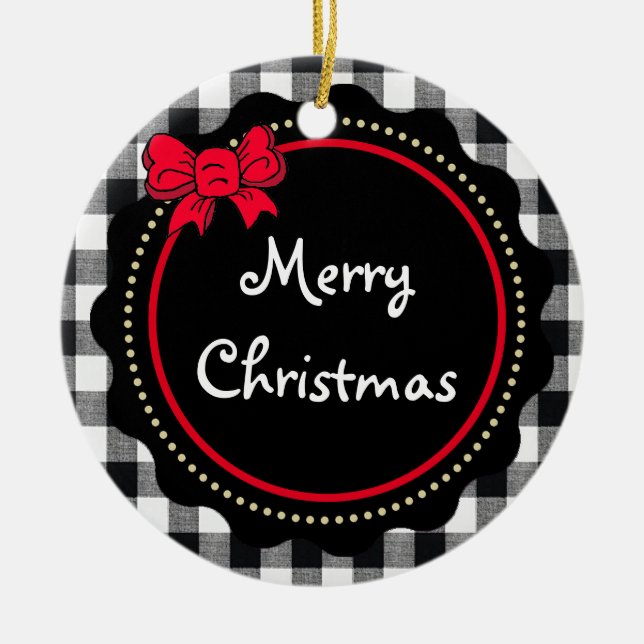 Buffalo Play God jul Black and White Julgransprydnad Keramik (Framsidan)