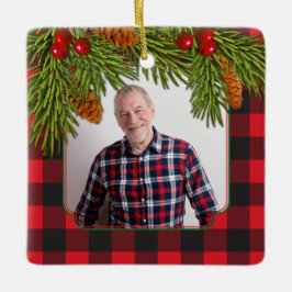 Buffalo Play Gräs Boughs Memorial Photo jul Julgransprydnad Keramik