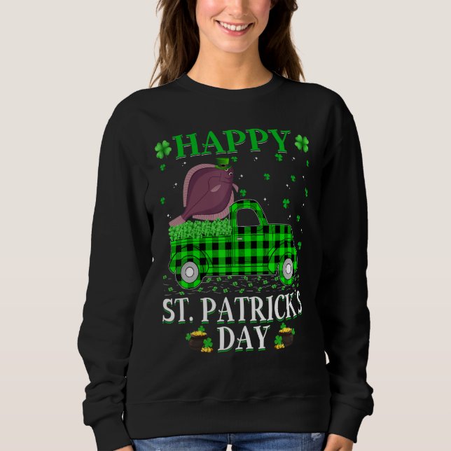 Buffalo Play Grönt Lastbil Flounder Fish St Patric T Shirt (Framsida)