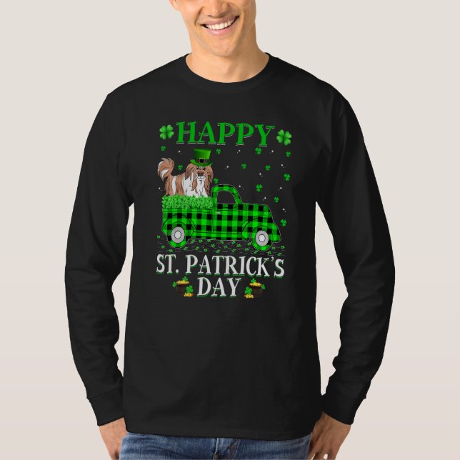 Buffalo Play Grönt Lastbil Shih Tzu Hund St Patric T Shirt (Framsida)