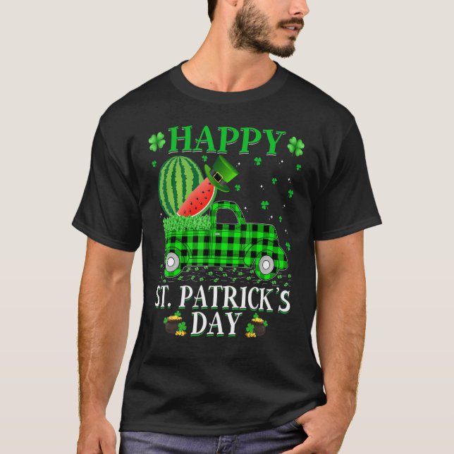 Buffalo Play Grönt Lastbil Watermelon Fruit St Pat T Shirt (Framsida)