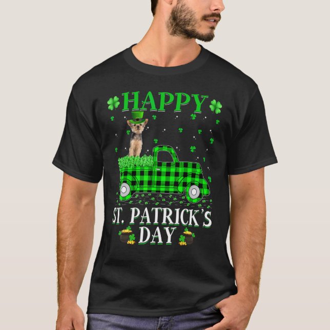 Buffalo Play Grönt Lastbil Yorkie Hund St Patrick' T Shirt (Framsida)