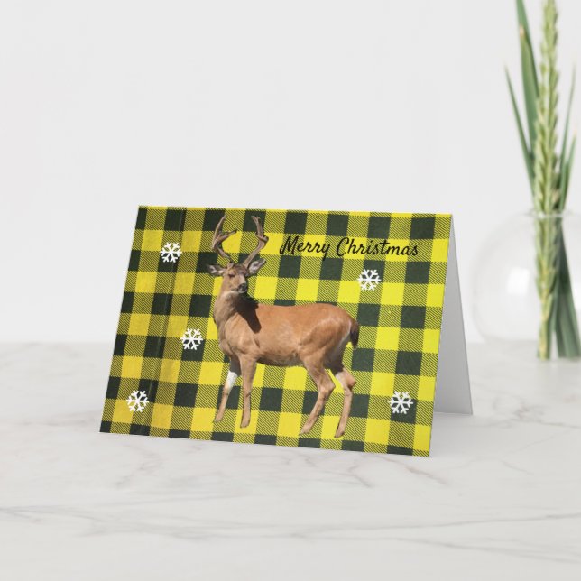 Buffalo Play Gult Woodland Hjort julkort Helgkort (Framsida)