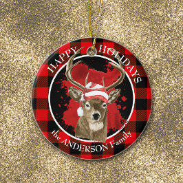 Buffalo Play Hjort Santa Hat Julgransprydnad Keramik