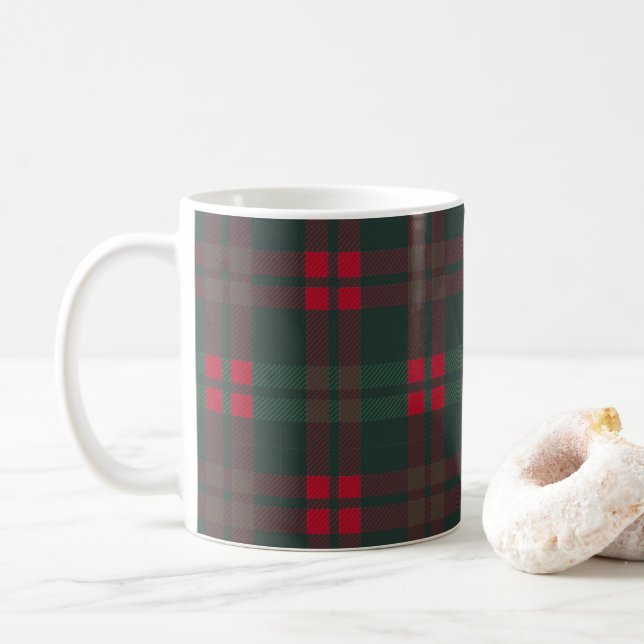 Buffalo Play jul Grönt Mönster Red Black Kaffemugg (Med munk)