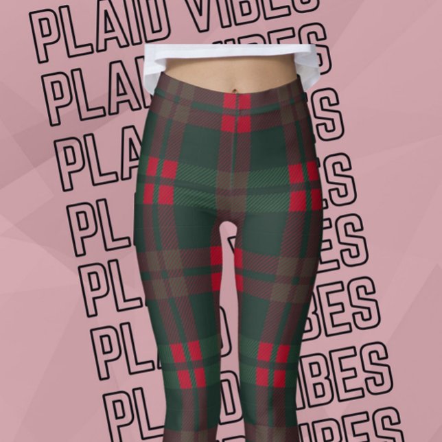 Buffalo Play jul Grönt Mönster Red Black Leggings (Skapare uppladdad)