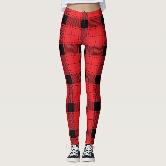 Buffalo Play jul Red and Black Patterned Leggings (Framsida)