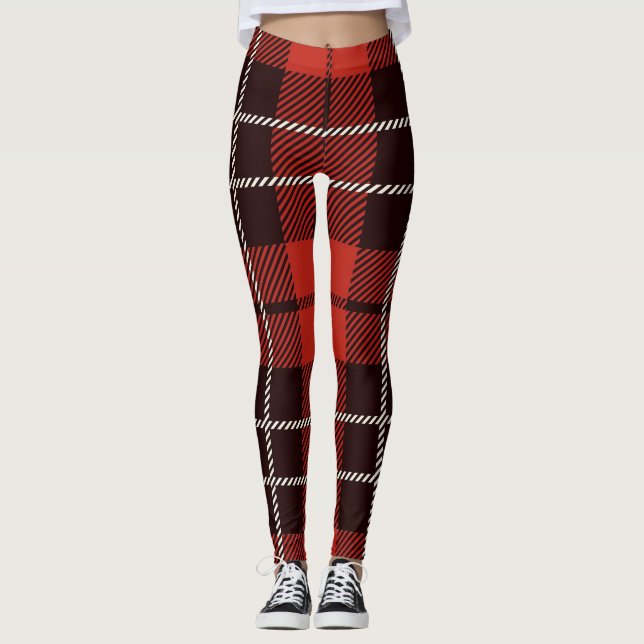 Buffalo Play jul Red White Black Patterned Leggings (Framsida)