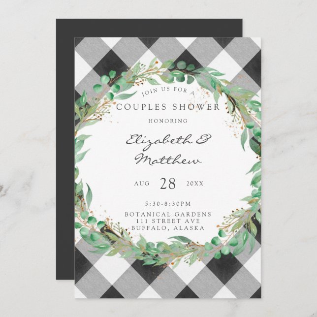 Buffalo Play-jul-utandning Guld Par-dusch Inbjudningar (Fram/baksida)