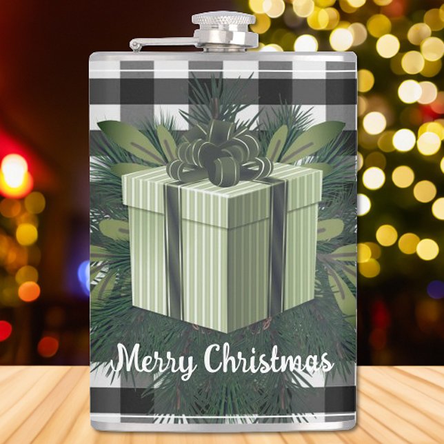 Buffalo Play-julgåva | GRÖNT Fickplunta (Green Buffalo Plaid Christmas Gift Flask)