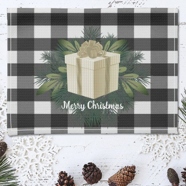 Buffalo Play-julgåva | GULD HELGDAG Kökshandduk (Gold Buffalo Plaid Christmas Gift Holiday Kitchen Towel)