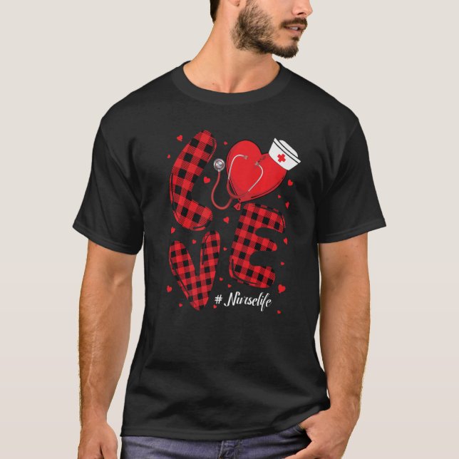 Buffalo Play Kärlek Nurse Life Nurse Lycklig Valen T Shirt (Framsida)