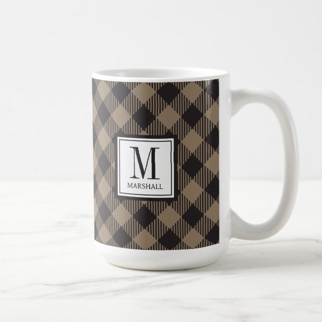 Buffalo Play Khaki Monogram Namn Kaffemugg (Höger)