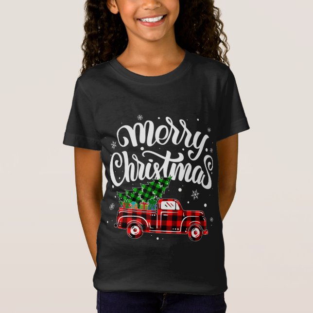 Buffalo Play Lastbil Wagon Julgran Car Julafton T Shirt (Framsida)