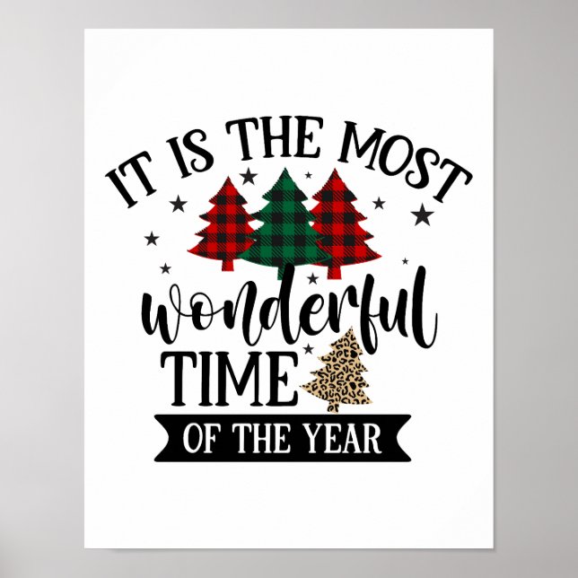 Buffalo Play Leopard Mönster Julgran Poster (Framsidan)