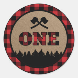 Buffalo Play Lumberjack First Birthday Sticker Runt Klistermärke