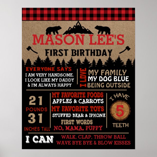 Buffalo Play Lumberjack Första födelsedagen Poster (Framsidan)