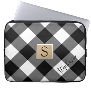 Buffalo Play Monogram Namn Black White Laptop Fodral