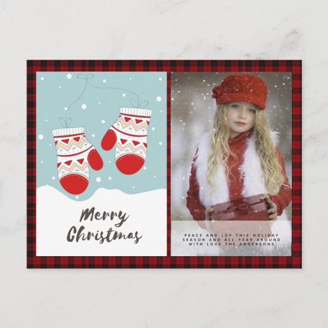 Buffalo Play Photo jul New Year Folk Art 2 Vykort (Framsida)