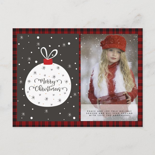 Buffalo Play Photo Julafton NewYear Folk Art Baubl Vykort (Framsida)