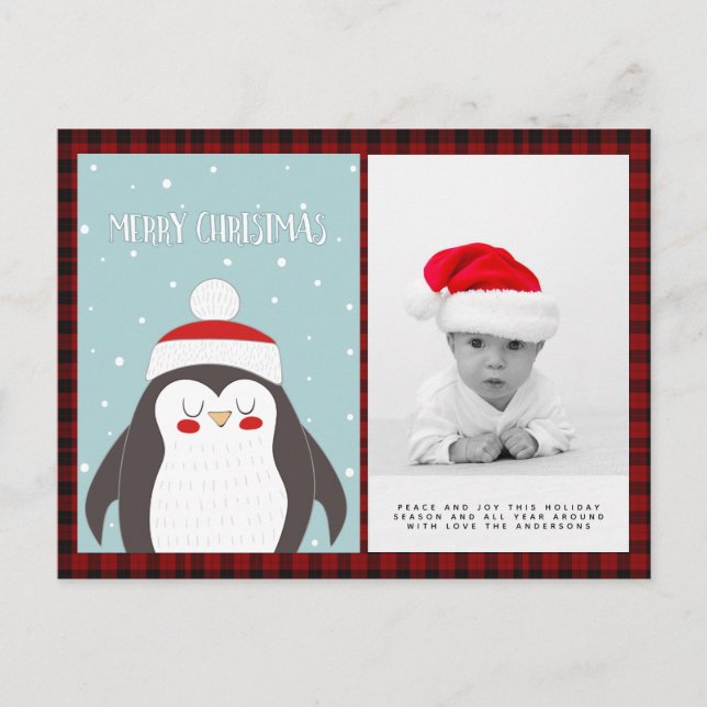 Buffalo Play Photo Julafton NewYear Folkart Pengui Vykort (Framsida)