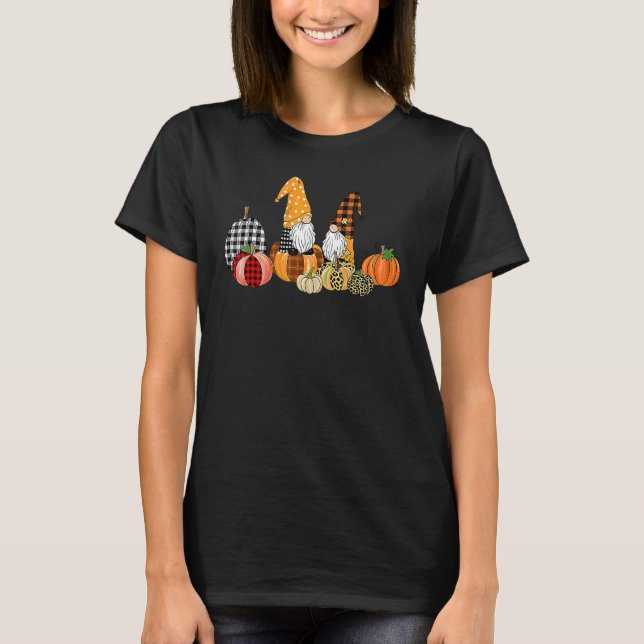 Buffalo Play Pumpkin Gnomes faller hösten Thanksgi T Shirt (Framsida)
