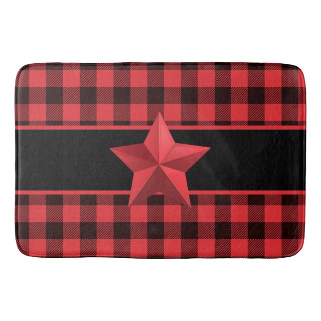 Buffalo Play Red/Black med Red Star-design Badrumsmatta (Framsidan)
