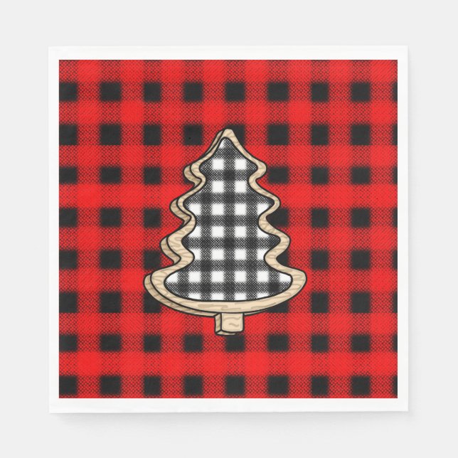 Buffalo Play, Red Gingham Julgranar Pappersservett (Framsidan)