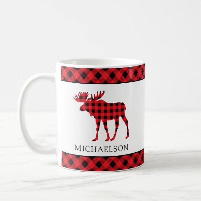 Buffalo Play Red Rustic Julafton Moose Silhouette Kaffemugg (Vänster)