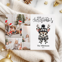 Buffalo Play Reindeer Family Photo-jul Julkort