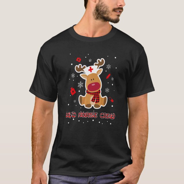 Buffalo Play Reindeer L&d Nurse Crew Nursing Julaf T Shirt (Framsida)
