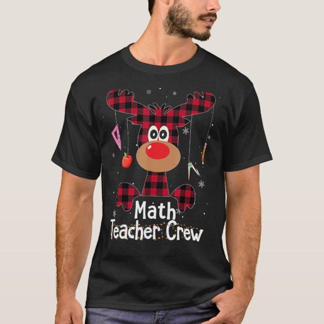 Buffalo Play Reindeer Math Teacher Crew Merry Chr T Shirt (Framsida)