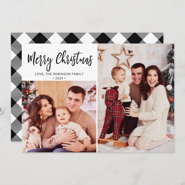 Buffalo Play Rustic Photo Collage jul Julkort (Fram/baksida)