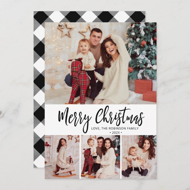 Buffalo Play Simple 4 Photo Collage jul Julkort (Fram/baksida)