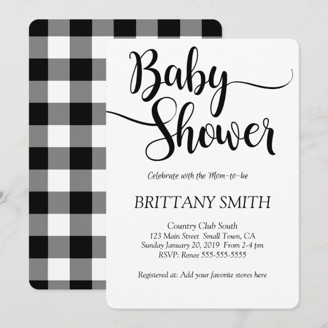Buffalo Play Simple Baby Shower Inbjudningar (Fram/baksida)