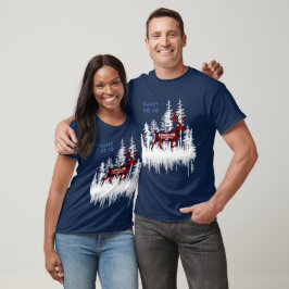 Buffalo Play Snowy Forest Stag Ho Familj Namn T Shirt