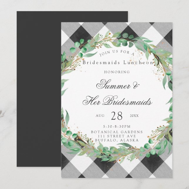 Buffalo Play Wandeans Guld Bridesmaids Luncheon Inbjudningar (Fram/baksida)